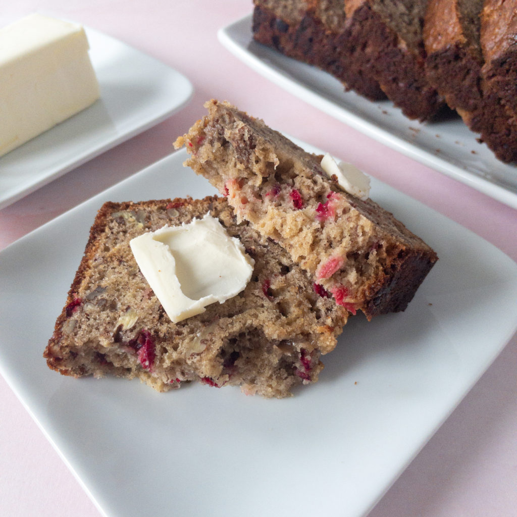 Banana bread with butter