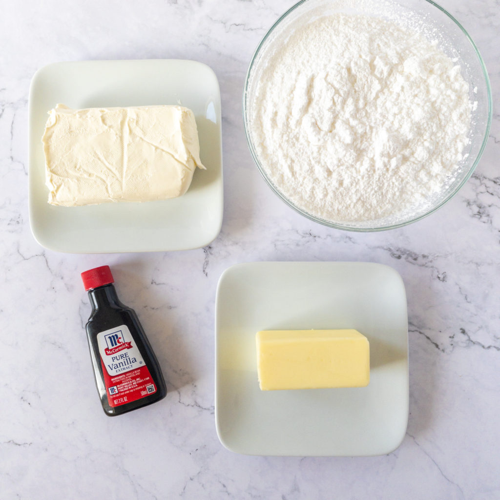 four ingredients for cream cheese frosting
