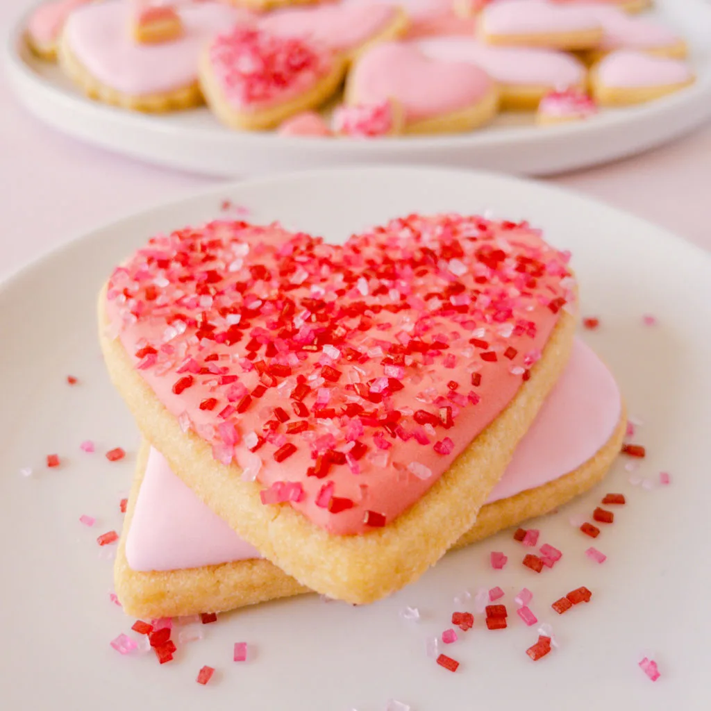 Large heart cookie decorated with sprinkles