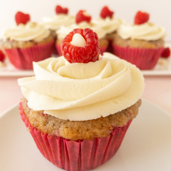 small batch fresh raspberry cupcake