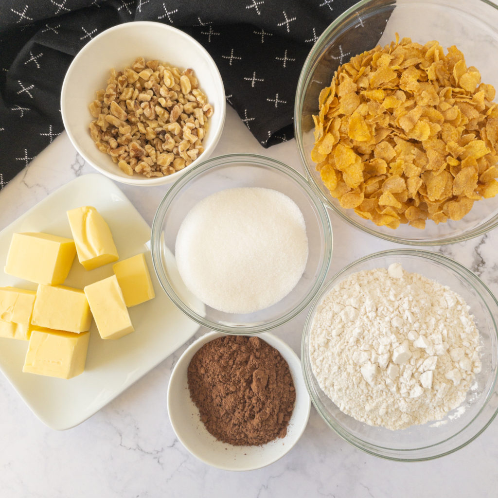 Biscuit ingredients in bowls