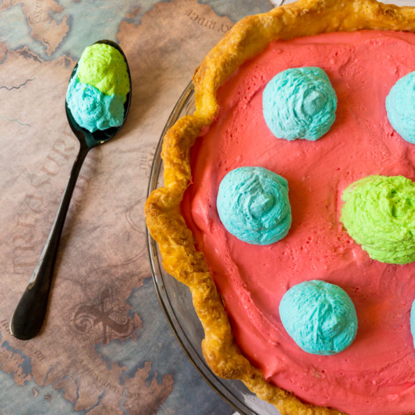 imaginary pie with spoonful of whipped cream