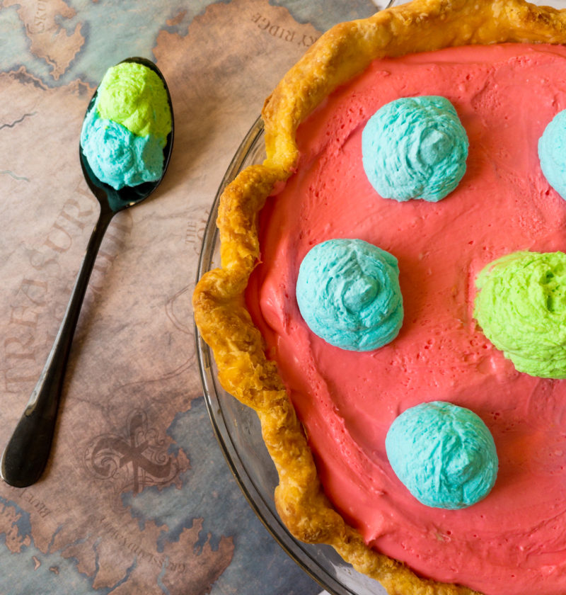 imaginary pie with spoonful of whipped cream