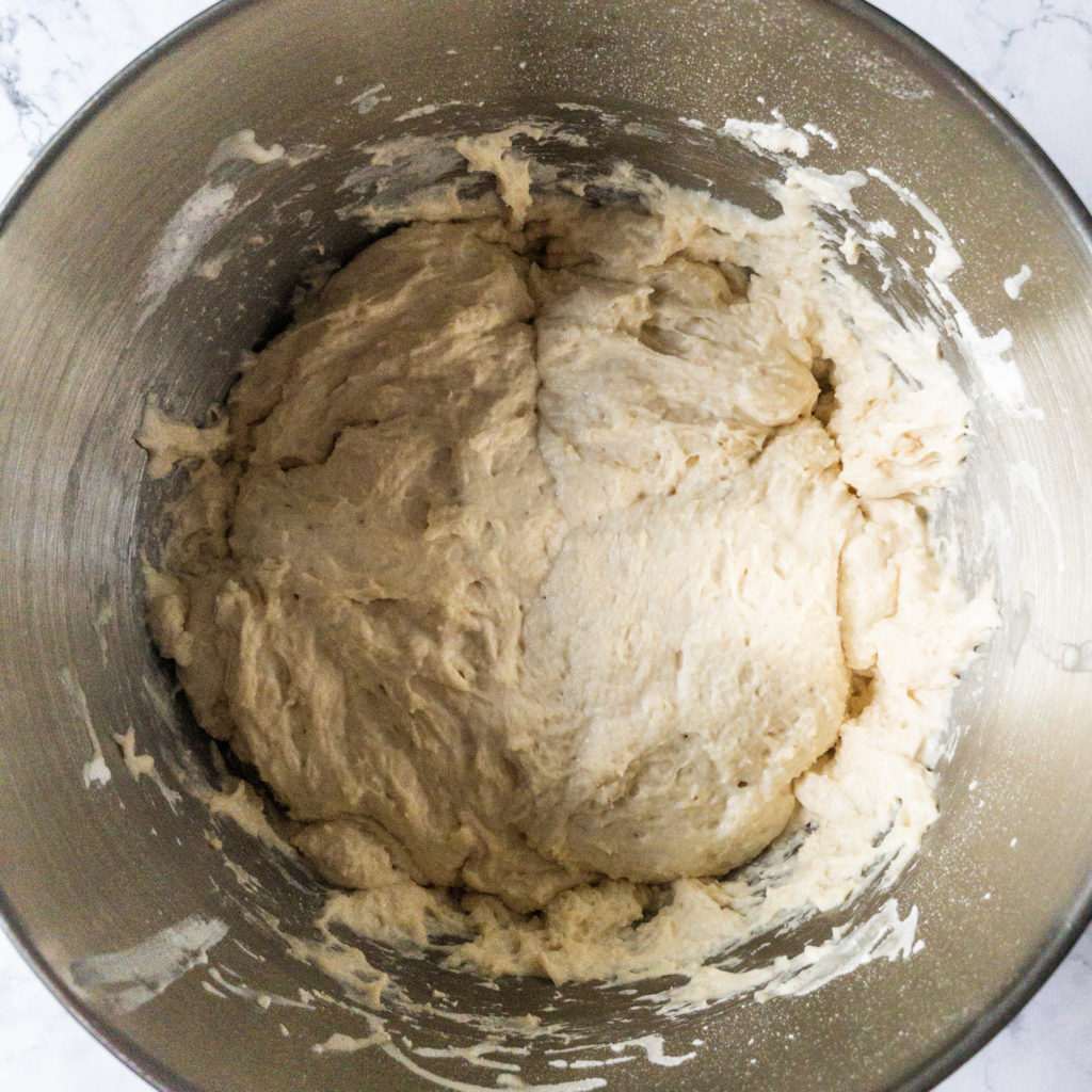 Dough after resting two hours in bowl