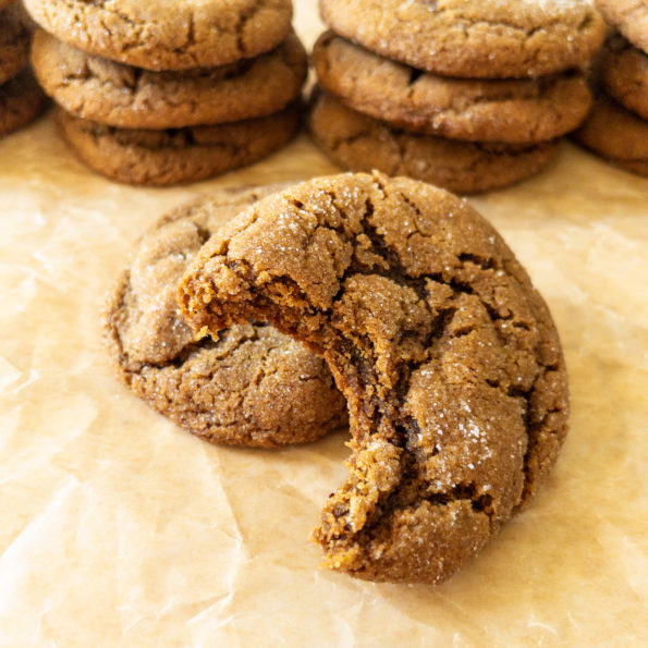 molasses cookie with bite missing