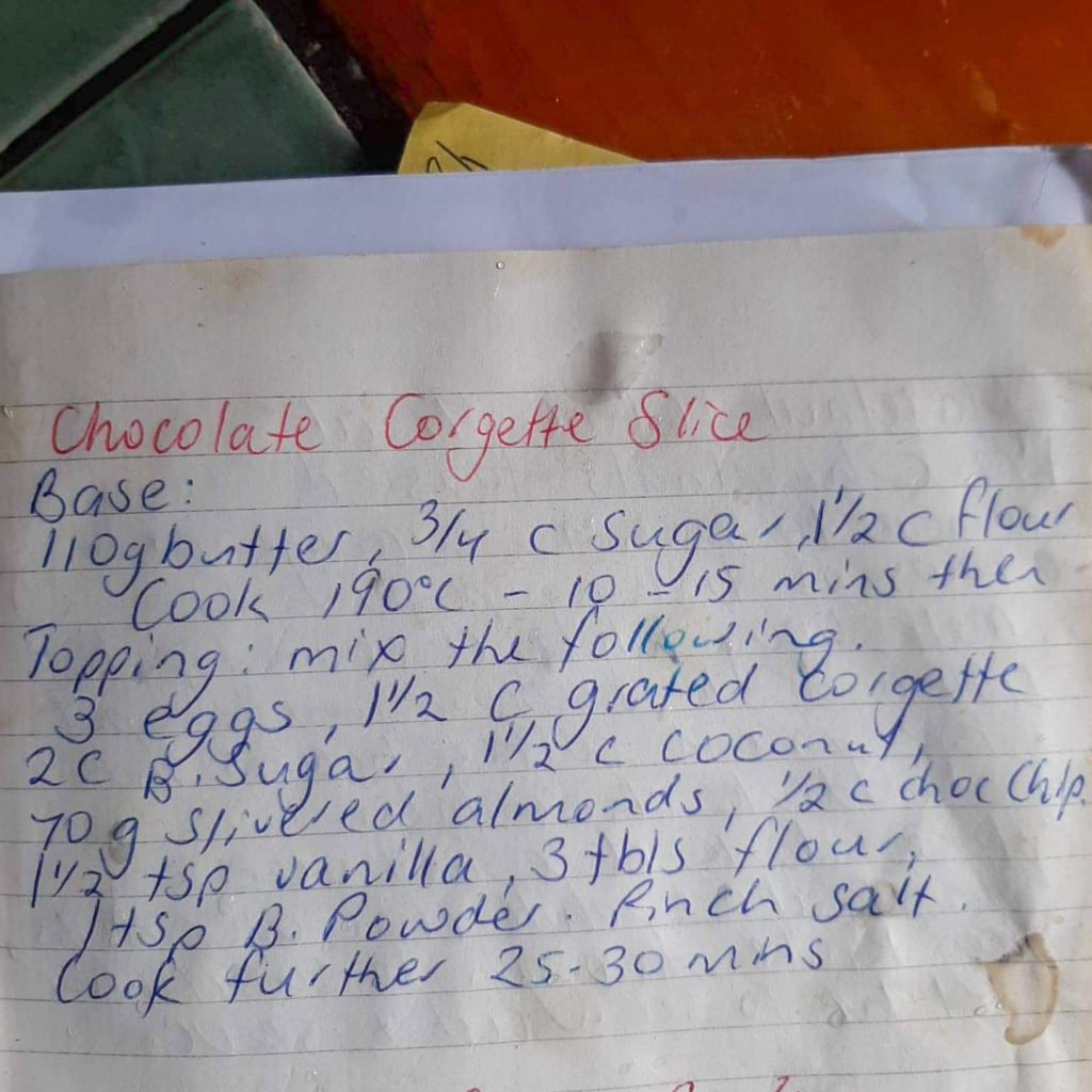 hand written recipe in mum's recipe book
