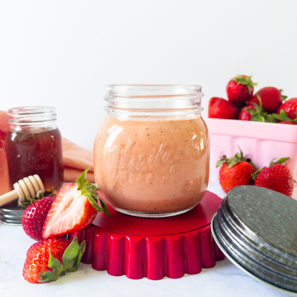 Strawberry honey vinaigrette in jar