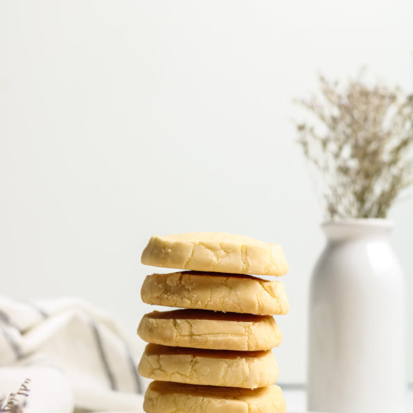 Stack of classic shortbread on a plate