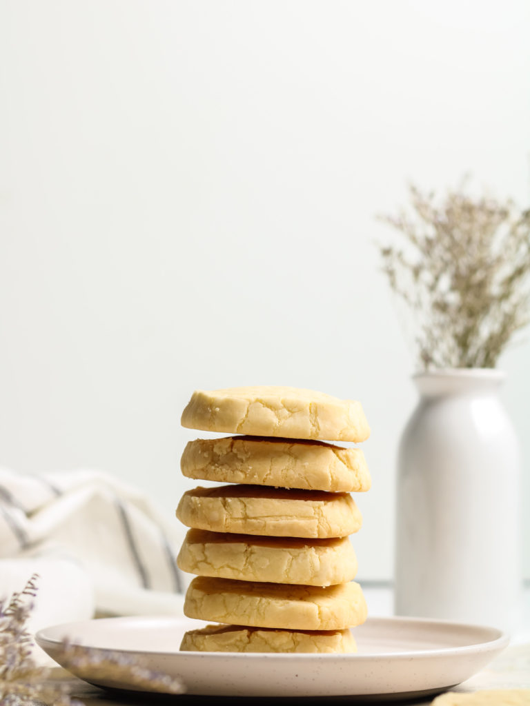 Stack of classic shortbread on a plate