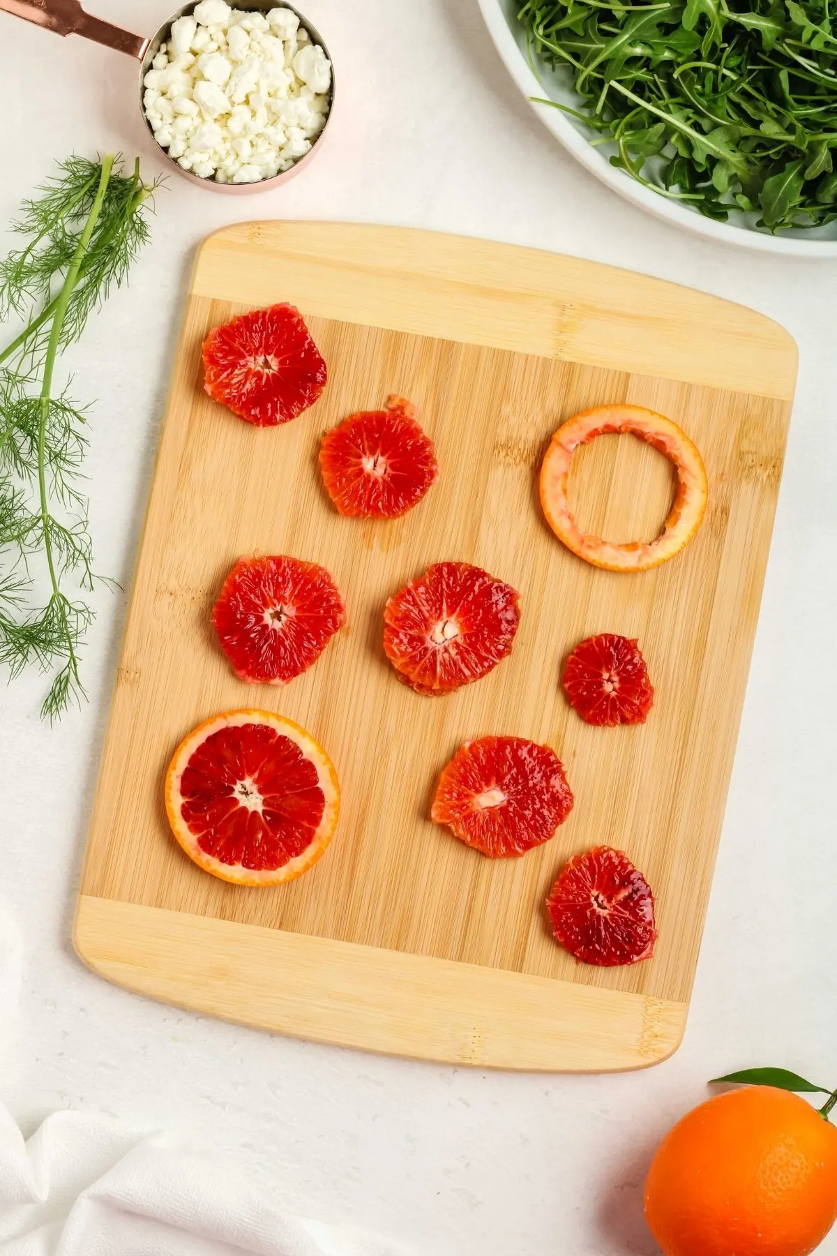 Sliced Blood Oranges on Cutting Board